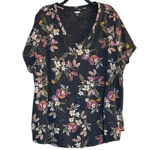 Old navy floral V-neck size 4X gray